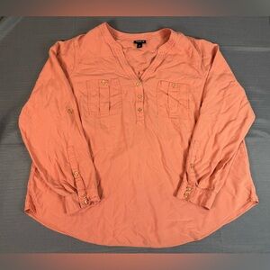 Torrid Peach Utility Button Blouse | Size 2 | Viscose Lyocell